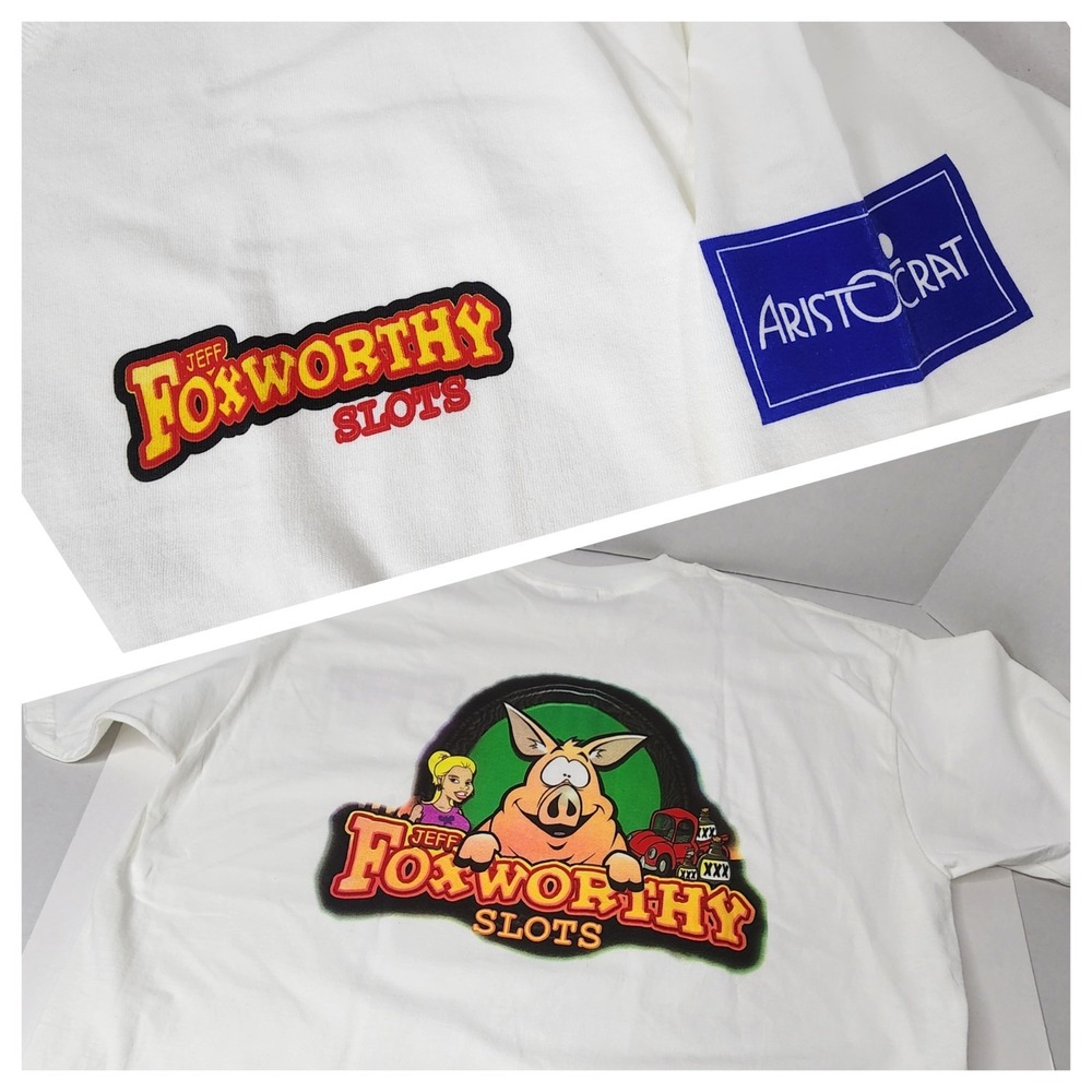 Vintage Jeff Foxworthy Slots Gambling Aristocrat Casino T-Shirt Size XL 90s Doub